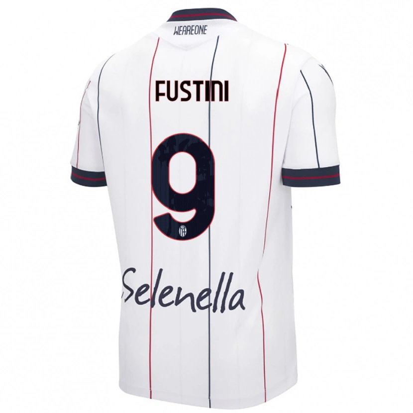 Danxen Dzieci Kevin Fustini #9 Biały Królewski Niebieski Wyjazdowa Koszulka 2025/26 Koszulki Klubowe