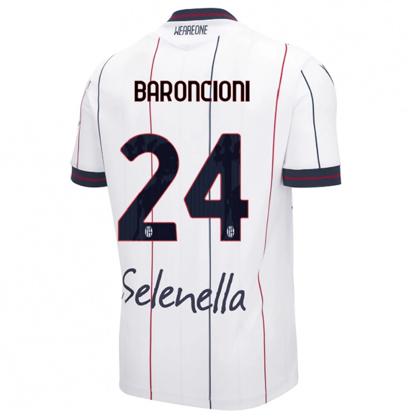 Danxen Dzieci Davide Baroncioni #24 Biały Królewski Niebieski Wyjazdowa Koszulka 2025/26 Koszulki Klubowe