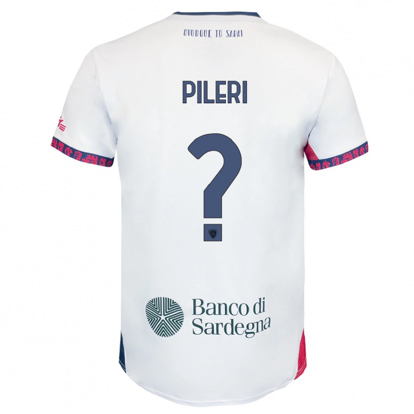 Danxen Dzieci Matteo Pileri #0 Biały Granatowy Czerwony Wyjazdowa Koszulka 2025/26 Koszulki Klubowe