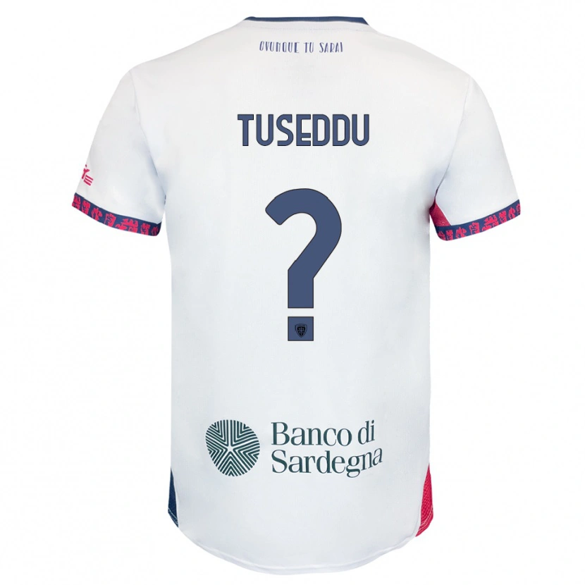 Danxen Dzieci Alessio Tuseddu #0 Biały Granatowy Czerwony Wyjazdowa Koszulka 2025/26 Koszulki Klubowe