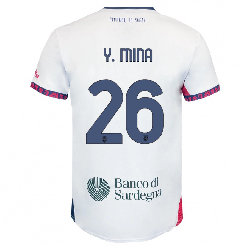 Danxen Dzieci Yerry Mina #26 Biały Granatowy Czerwony Wyjazdowa Koszulka 2025/26 Koszulki Klubowe