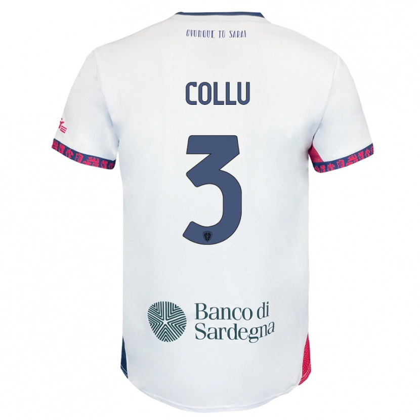 Danxen Dzieci Davide Collu #3 Biały Granatowy Czerwony Wyjazdowa Koszulka 2025/26 Koszulki Klubowe