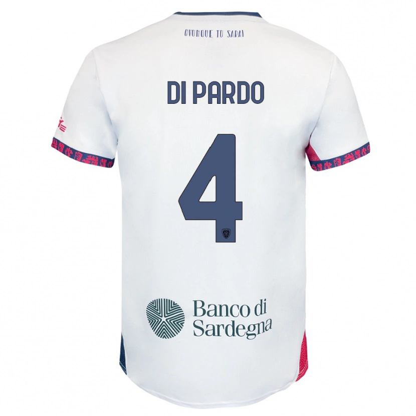 Danxen Dzieci Alessandro Di Pardo #4 Biały Granatowy Czerwony Wyjazdowa Koszulka 2025/26 Koszulki Klubowe