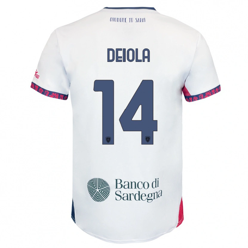 Danxen Dzieci Alessandro Deiola #14 Biały Granatowy Czerwony Wyjazdowa Koszulka 2025/26 Koszulki Klubowe