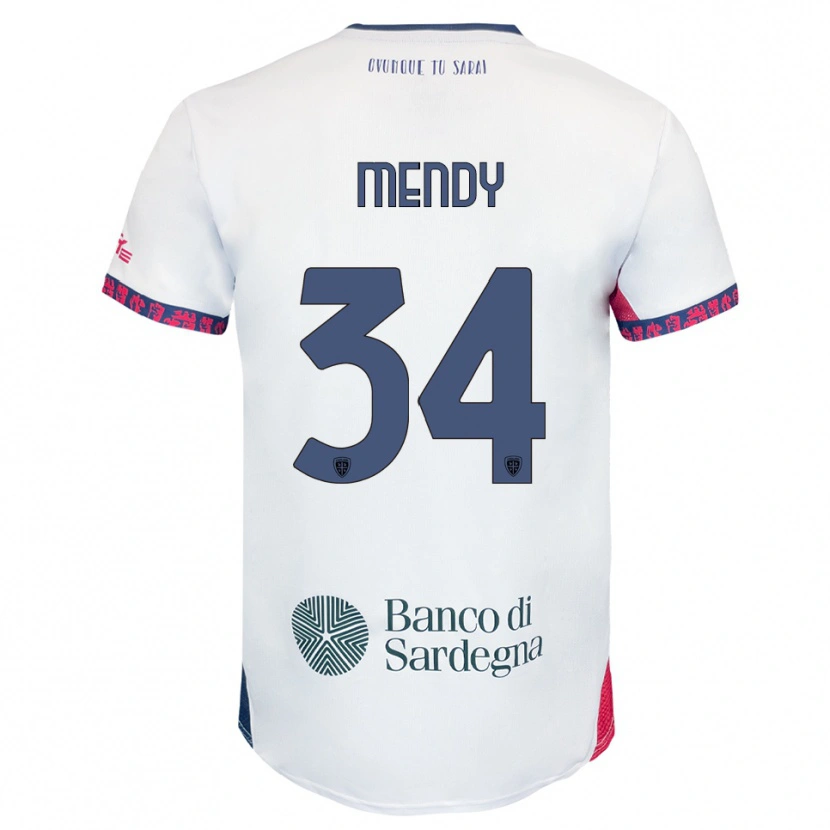 Danxen Dzieci Paul Mendy #34 Biały Granatowy Czerwony Wyjazdowa Koszulka 2025/26 Koszulki Klubowe