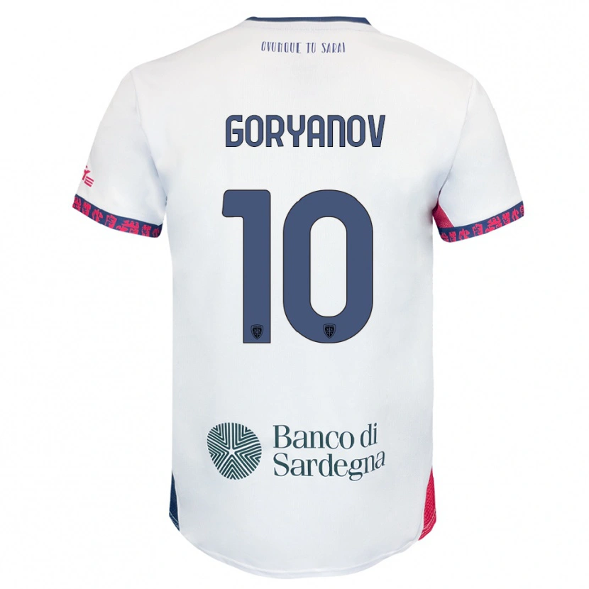 Danxen Dzieci Kristiyan Goryanov #10 Biały Granatowy Czerwony Wyjazdowa Koszulka 2025/26 Koszulki Klubowe