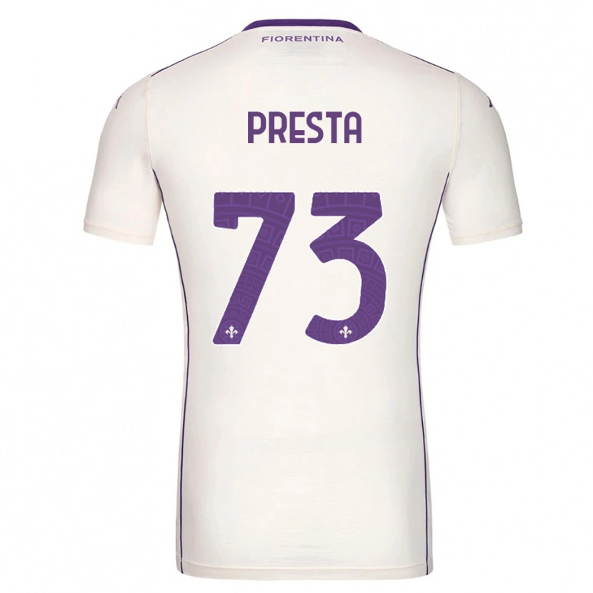Danxen Dzieci Francesco Presta #73 Biały Fioletowy Czerwony Wyjazdowa Koszulka 2025/26 Koszulki Klubowe