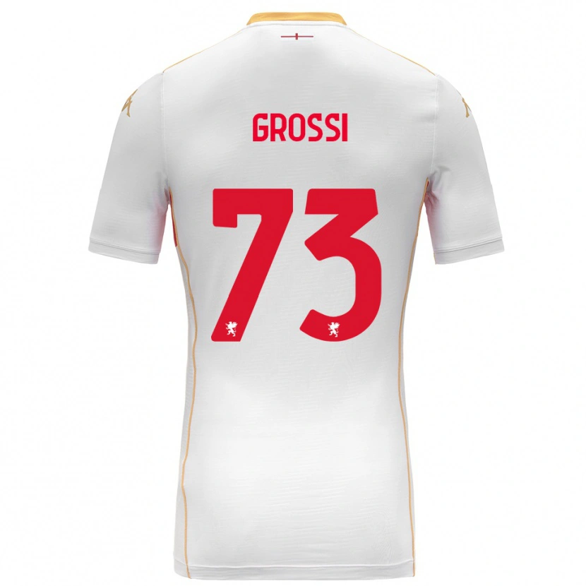 Danxen Dzieci Jacopo Grossi #73 Biały Czerwony Wyjazdowa Koszulka 2025/26 Koszulki Klubowe