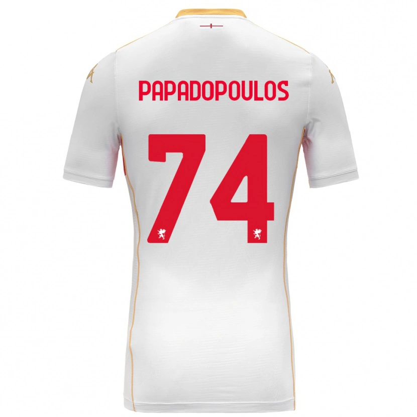 Danxen Dzieci Christos Papadopoulos #74 Biały Czerwony Wyjazdowa Koszulka 2025/26 Koszulki Klubowe
