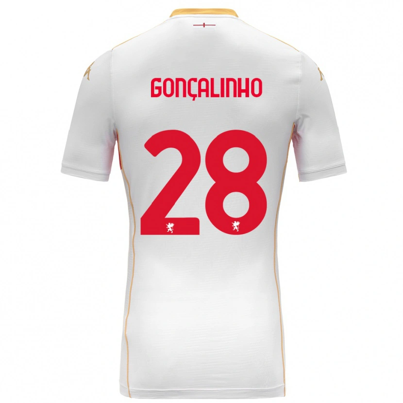 Danxen Dzieci João Gonçalinho #28 Biały Czerwony Wyjazdowa Koszulka 2025/26 Koszulki Klubowe