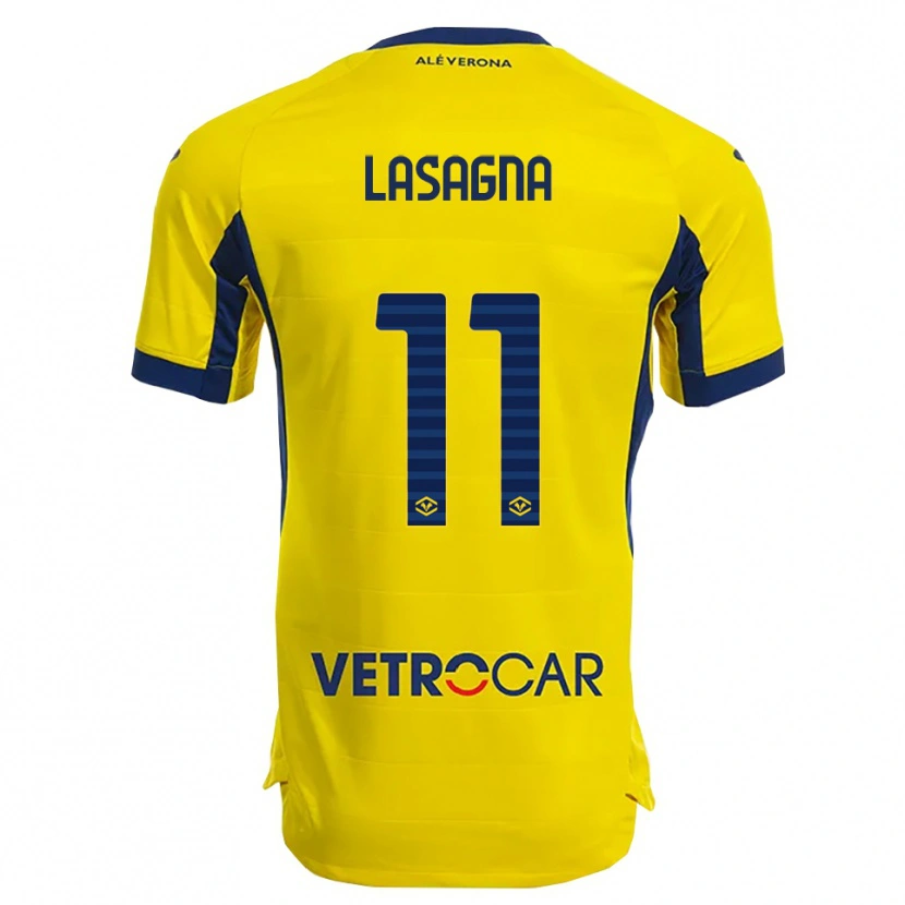 Danxen Dzieci Kevin Lasagna #11 Żółty Granatowy Wyjazdowa Koszulka 2025/26 Koszulki Klubowe
