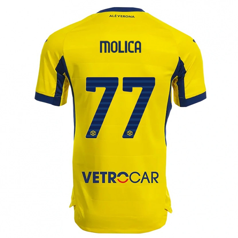 Danxen Dzieci Francesco Molica #77 Żółty Granatowy Wyjazdowa Koszulka 2025/26 Koszulki Klubowe