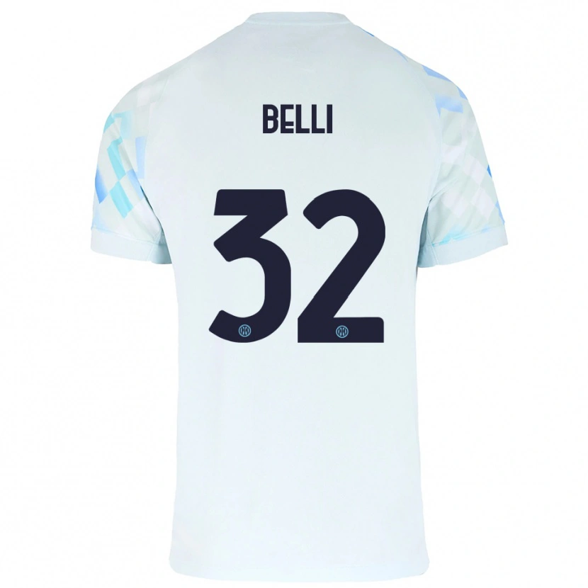 Danxen Dzieci Elena Belli #32 Biały Niebieski Wyjazdowa Koszulka 2025/26 Koszulki Klubowe