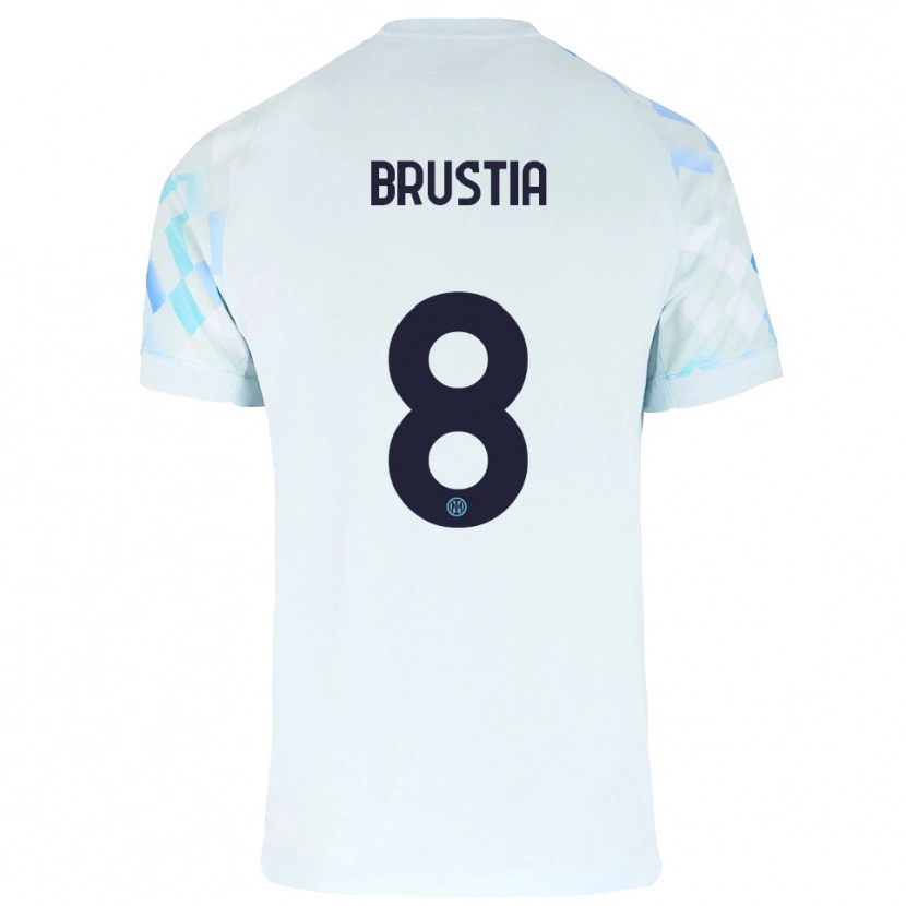 Danxen Dzieci Martina Brustia #8 Biały Niebieski Wyjazdowa Koszulka 2025/26 Koszulki Klubowe