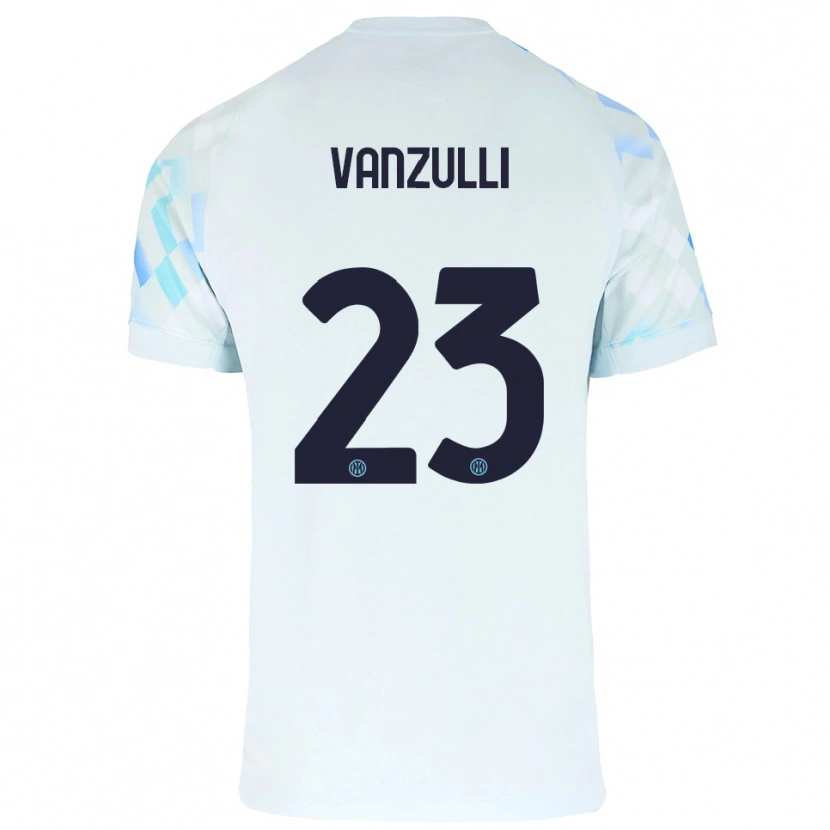 Danxen Dzieci Marco Vanzulli #23 Biały Niebieski Wyjazdowa Koszulka 2025/26 Koszulki Klubowe