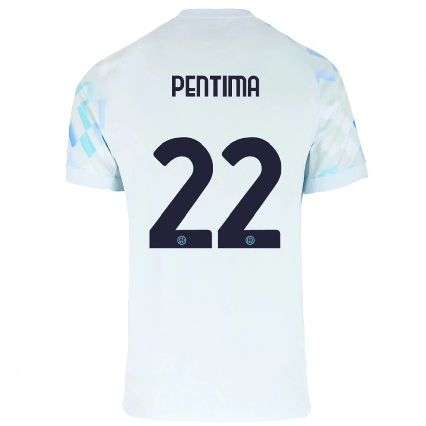 Danxen Dzieci Alessandro Pentima #22 Biały Niebieski Wyjazdowa Koszulka 2025/26 Koszulki Klubowe