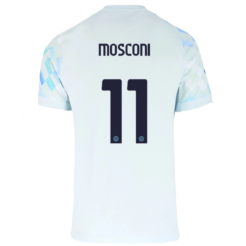 Danxen Dzieci Mattia Mosconi #11 Biały Niebieski Wyjazdowa Koszulka 2025/26 Koszulki Klubowe