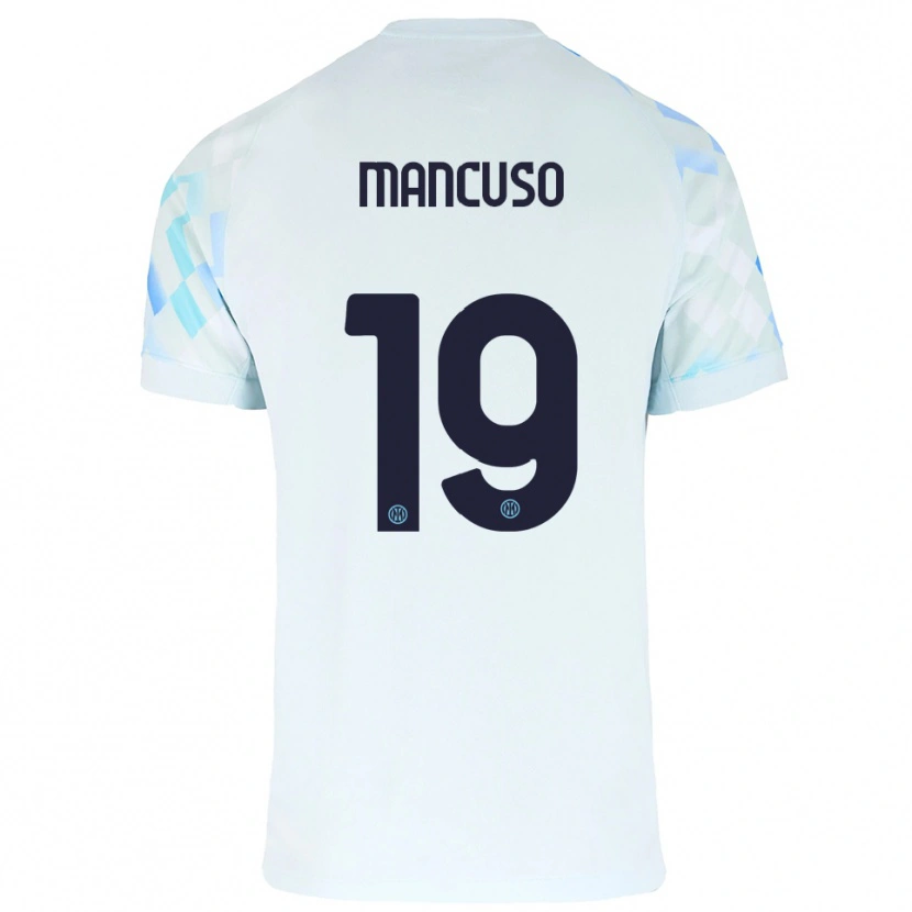 Danxen Dzieci Matias Mancuso #19 Biały Niebieski Wyjazdowa Koszulka 2025/26 Koszulki Klubowe