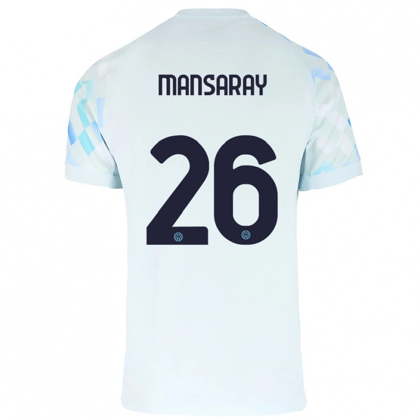 Danxen Dzieci Jasmin Mansaray #26 Biały Niebieski Wyjazdowa Koszulka 2025/26 Koszulki Klubowe