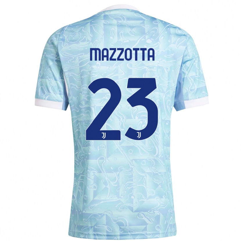 Danxen Dzieci Raphael Mazzotta #23 Błękitny Żółty Wyjazdowa Koszulka 2025/26 Koszulki Klubowe
