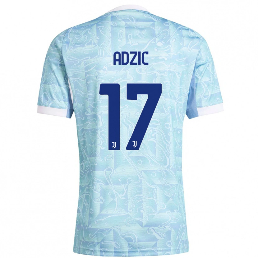 Danxen Dzieci Vasilije Adžić #17 Błękitny Żółty Wyjazdowa Koszulka 2025/26 Koszulki Klubowe