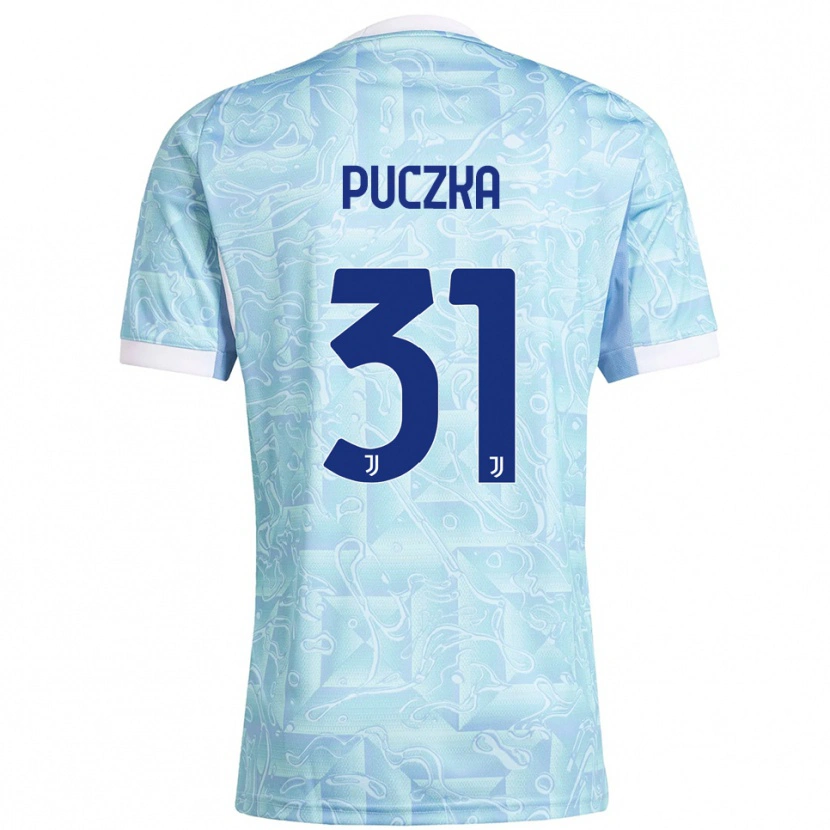 Danxen Dzieci David Puczka #31 Błękitny Żółty Wyjazdowa Koszulka 2025/26 Koszulki Klubowe