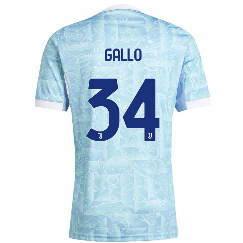 Danxen Dzieci Azzurra Gallo #34 Błękitny Żółty Wyjazdowa Koszulka 2025/26 Koszulki Klubowe