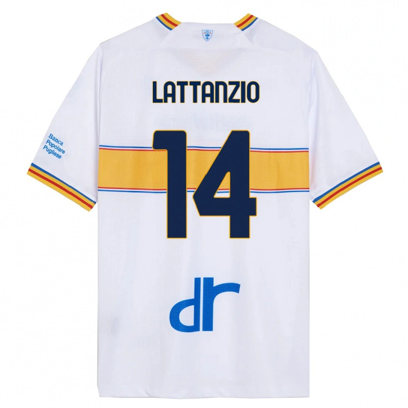 Danxen Dzieci Gianluca Lattanzio #14 Biały Żółty Wyjazdowa Koszulka 2025/26 Koszulki Klubowe