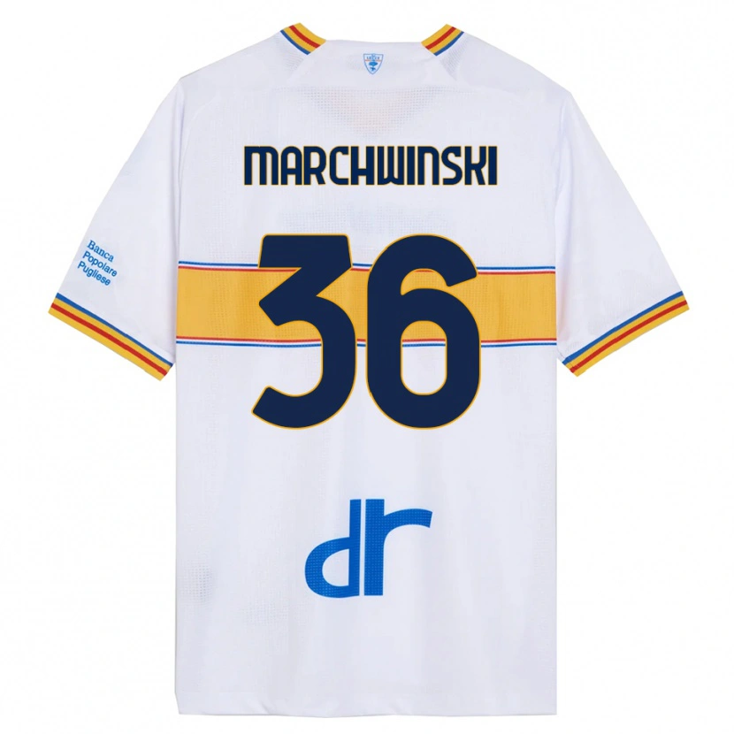 Danxen Dzieci Filip Marchwinski #36 Biały Żółty Wyjazdowa Koszulka 2025/26 Koszulki Klubowe