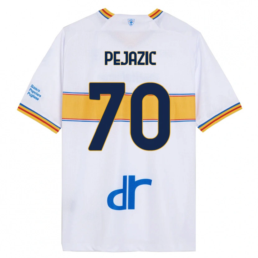Danxen Dzieci Mario Pejazic #70 Biały Żółty Wyjazdowa Koszulka 2025/26 Koszulki Klubowe