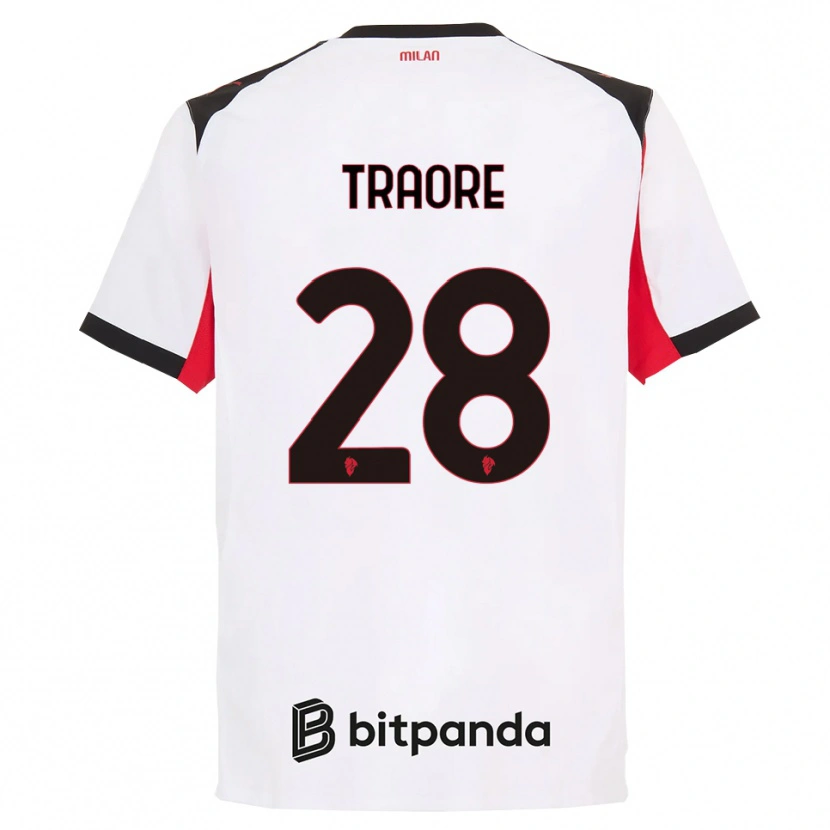 Danxen Dzieci Chaka Traorè #28 Biały Czarny Wyjazdowa Koszulka 2025/26 Koszulki Klubowe
