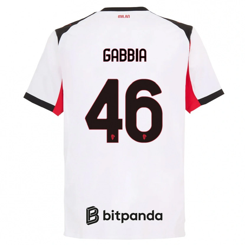 Danxen Dzieci Matteo Gabbia #46 Biały Czarny Wyjazdowa Koszulka 2025/26 Koszulki Klubowe