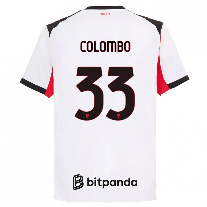 Danxen Dzieci Federico Colombo #33 Biały Czarny Wyjazdowa Koszulka 2025/26 Koszulki Klubowe