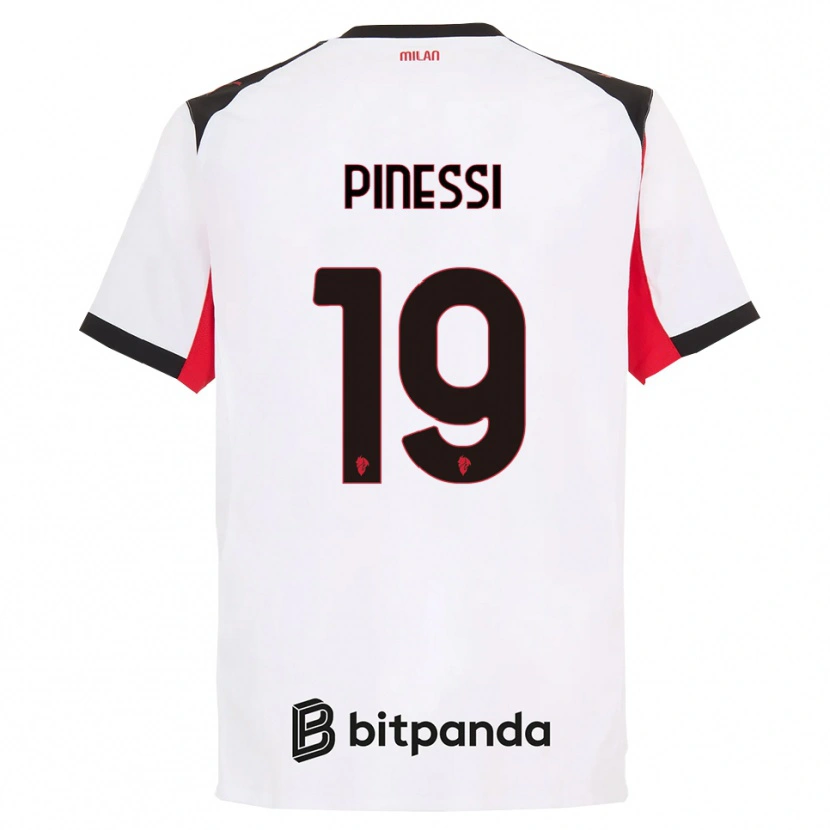 Danxen Dzieci Riccardo Pinessi #19 Biały Czarny Wyjazdowa Koszulka 2025/26 Koszulki Klubowe