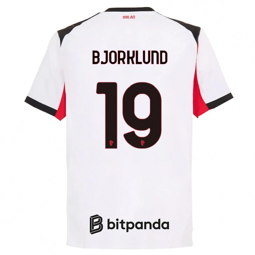 Danxen Dzieci Lukas Bjorklund #19 Biały Czarny Wyjazdowa Koszulka 2025/26 Koszulki Klubowe