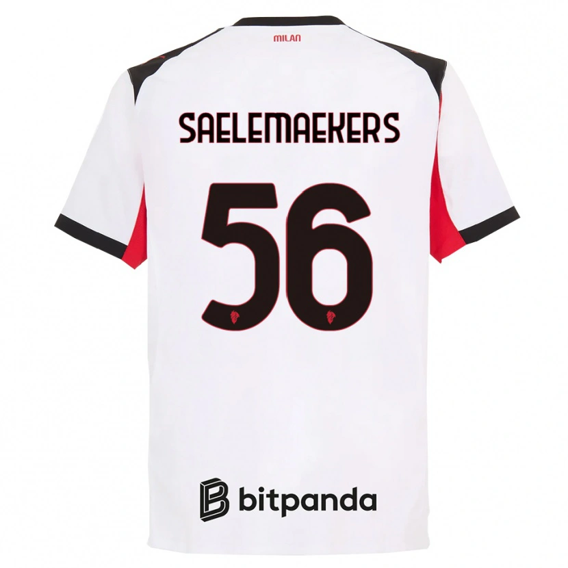 Danxen Dzieci Alexis Saelemaekers #56 Biały Czarny Wyjazdowa Koszulka 2025/26 Koszulki Klubowe