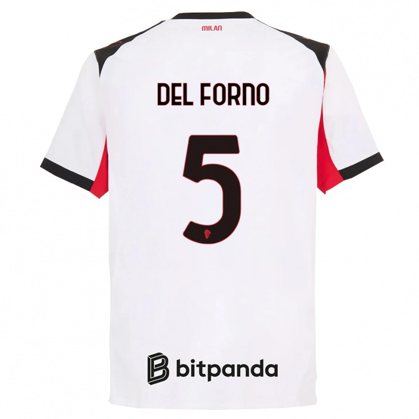 Danxen Dzieci Luca Del Forno #5 Biały Czarny Wyjazdowa Koszulka 2025/26 Koszulki Klubowe