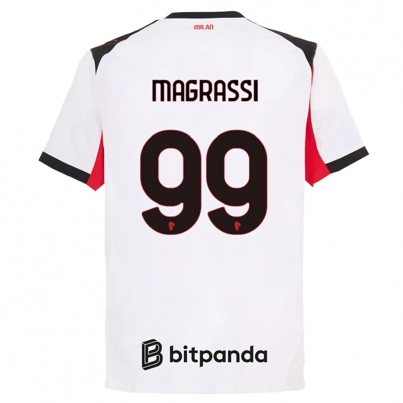 Danxen Dzieci Andrea Magrassi #99 Biały Czarny Wyjazdowa Koszulka 2025/26 Koszulki Klubowe