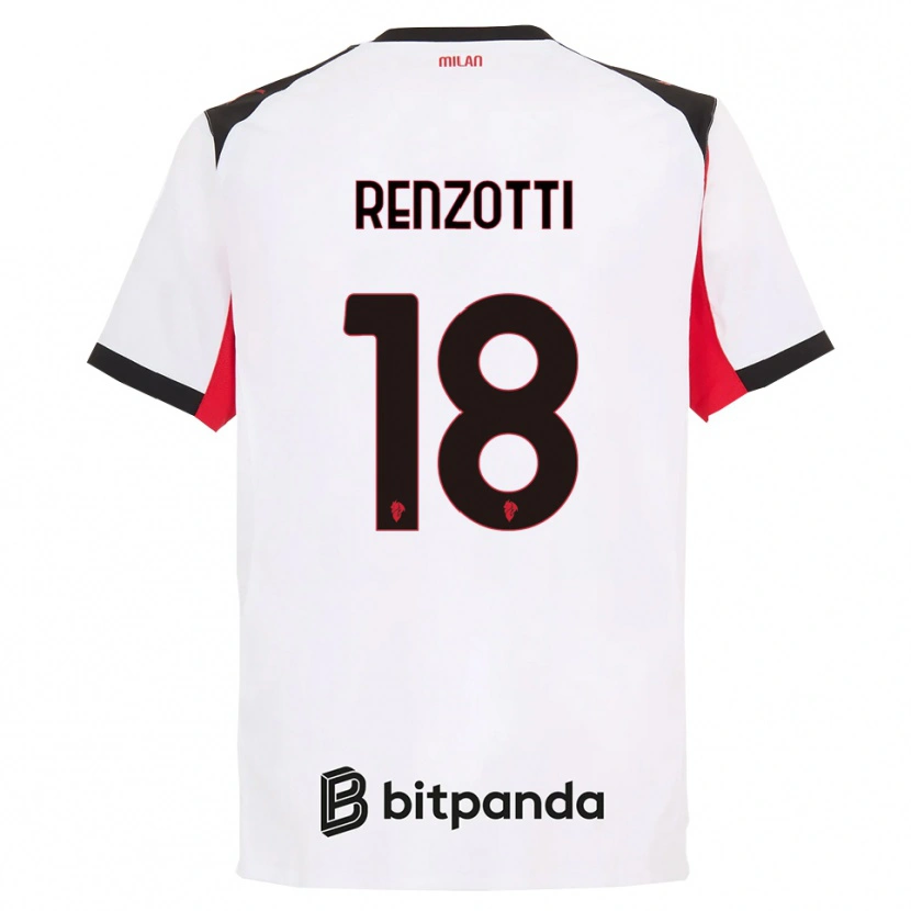 Danxen Dzieci Monica Renzotti #18 Biały Czarny Wyjazdowa Koszulka 2025/26 Koszulki Klubowe