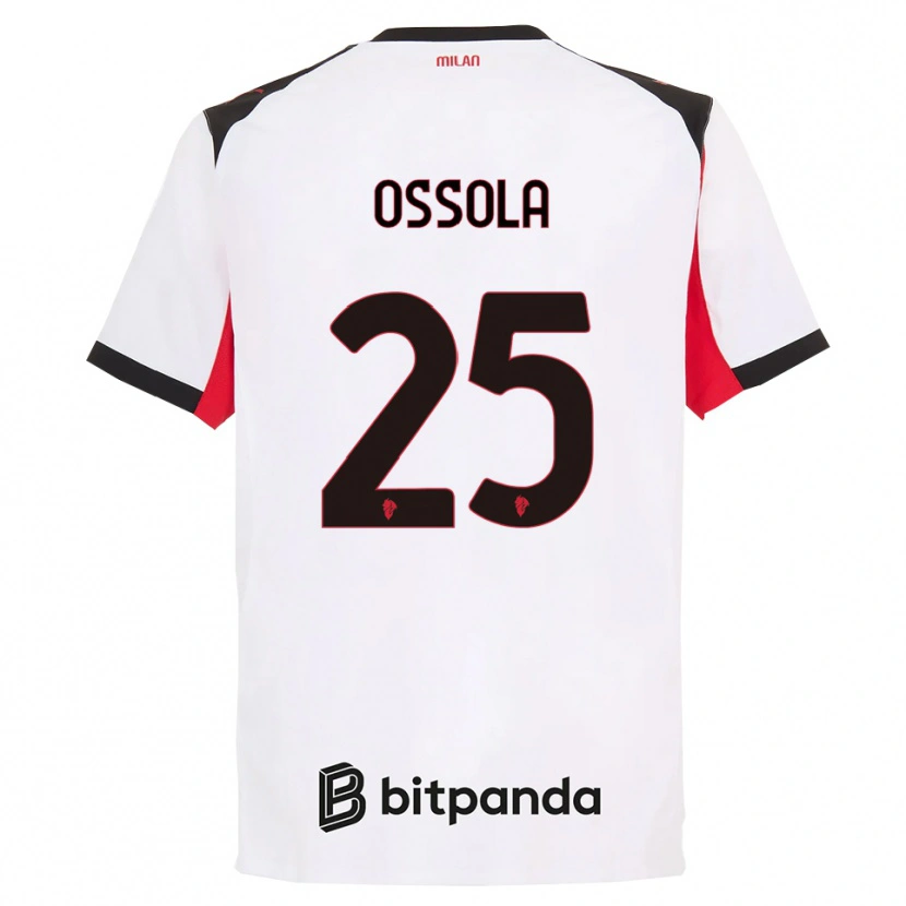 Danxen Dzieci Lorenzo Ossola #25 Biały Czarny Wyjazdowa Koszulka 2025/26 Koszulki Klubowe
