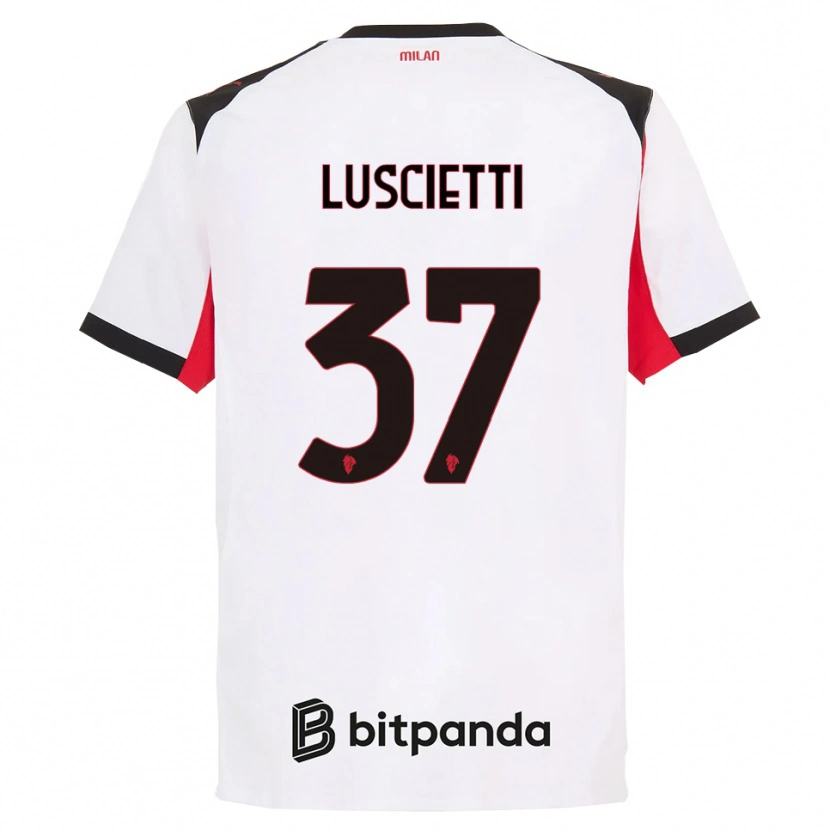 Danxen Dzieci Abebe Luscietti #37 Biały Czarny Wyjazdowa Koszulka 2025/26 Koszulki Klubowe