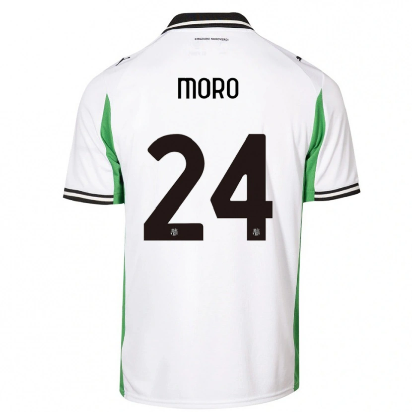 Danxen Dzieci Luca Moro #24 Biały Zielony Czarny Wyjazdowa Koszulka 2025/26 Koszulki Klubowe