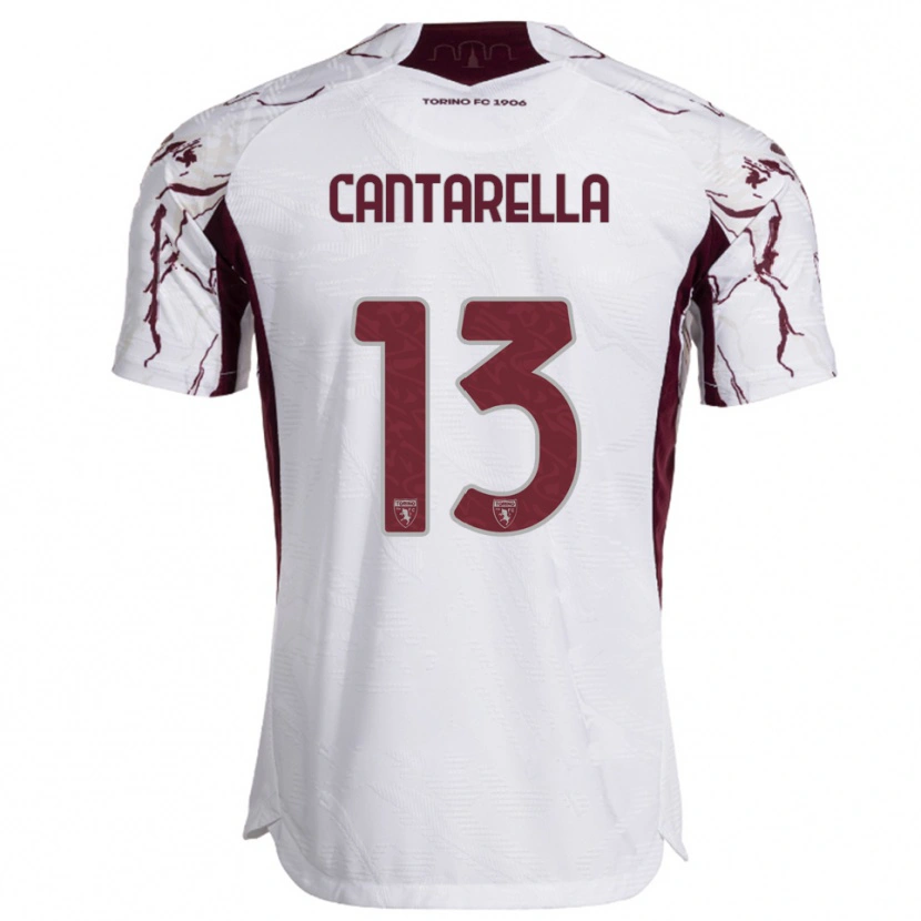 Danxen Dzieci Luca Cantarella #13 Biały Burgundowy Wyjazdowa Koszulka 2025/26 Koszulki Klubowe