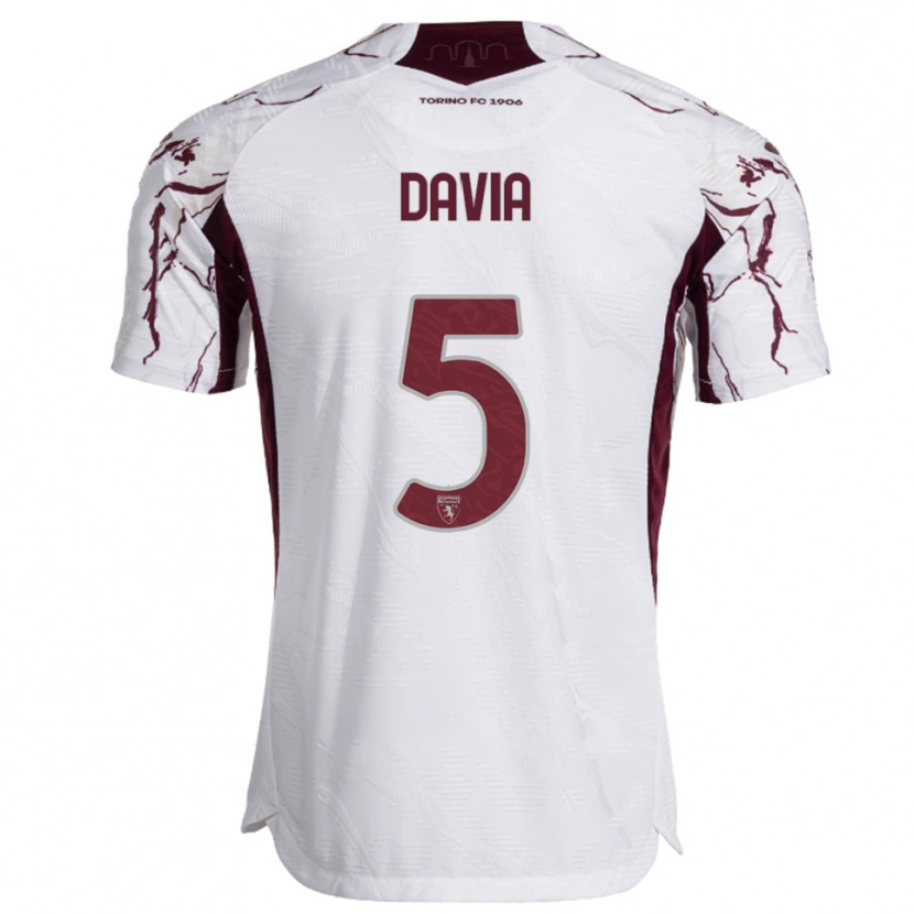 Danxen Dzieci Emiliano Davia #5 Biały Burgundowy Wyjazdowa Koszulka 2025/26 Koszulki Klubowe