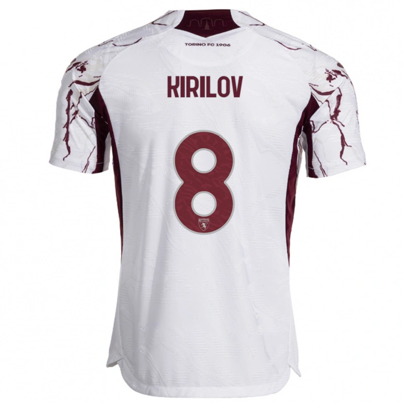 Danxen Dzieci Martin Kirilov #8 Biały Burgundowy Wyjazdowa Koszulka 2025/26 Koszulki Klubowe
