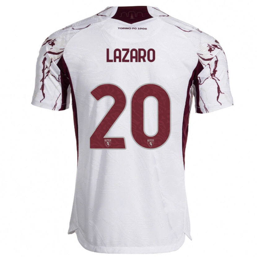 Danxen Dzieci Valentino Lazaro #20 Biały Burgundowy Wyjazdowa Koszulka 2025/26 Koszulki Klubowe