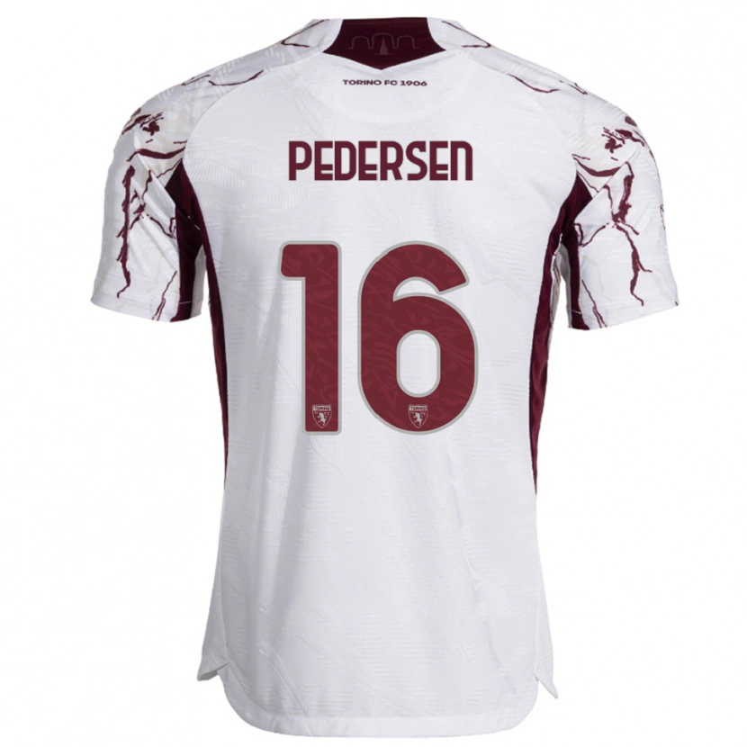 Danxen Dzieci Marcus Pedersen #16 Biały Burgundowy Wyjazdowa Koszulka 2025/26 Koszulki Klubowe