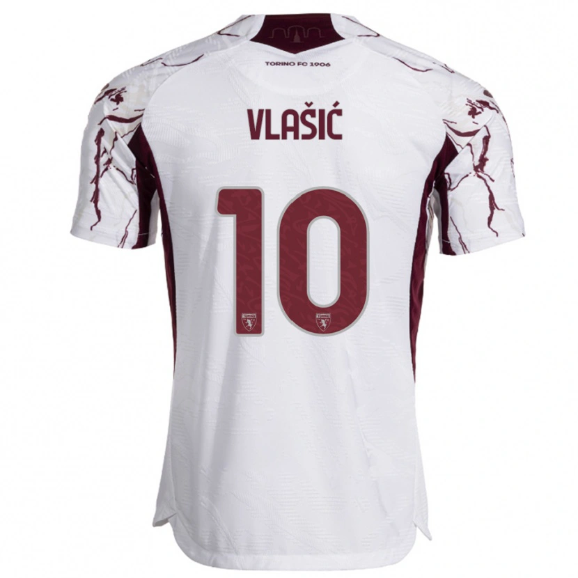 Danxen Dzieci Nikola Vlašić #10 Biały Burgundowy Wyjazdowa Koszulka 2025/26 Koszulki Klubowe