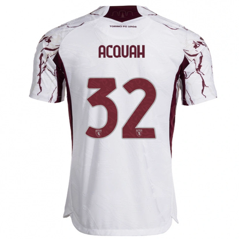 Danxen Dzieci Wisdom Acquah #32 Biały Burgundowy Wyjazdowa Koszulka 2025/26 Koszulki Klubowe