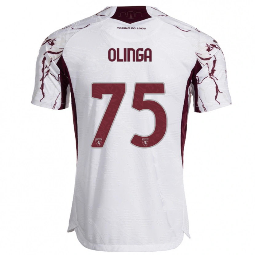 Danxen Dzieci Kenny Liema Olinga #75 Biały Burgundowy Wyjazdowa Koszulka 2025/26 Koszulki Klubowe